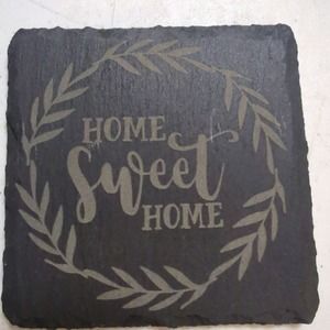 Set of 4 engraved slate coasters with home sweet home